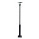  Round light pole made of metal and wood, E27, 225 cm, black