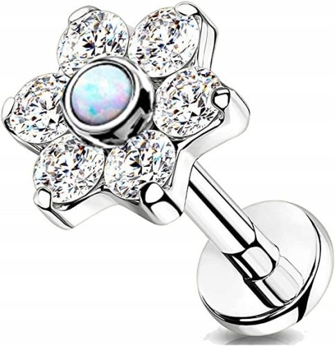  LABRET OPAL FLOWER EARRING 1 HELIX TITANIUM G23 1.2/6