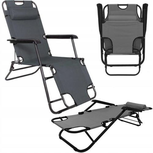 Sun loungers and garden and terrace Domarex deck chair, grey metal