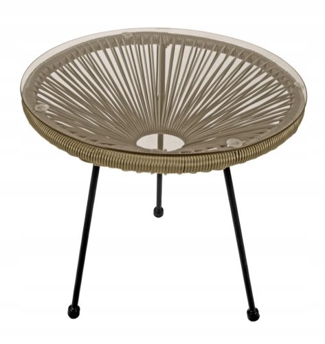 Table de jardin et terrasse - Table ronde en techno rotin DOMAREX 50 x 50 x 49 cm