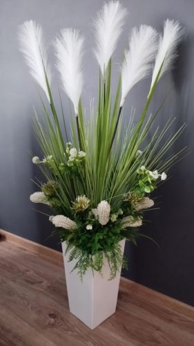 Artificial Flowers and Fruits Artificial Pampas Grass 120 cm Decoration white light green Flowerpot Selection