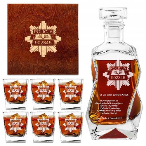 Cool, funny gadgets Whiskey set for policemen, with engraved badge