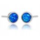  Silver earrings round opal blue stud 925