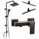 Surface-mounted shower set Loge Denis + shower fitting Valvex Loft in black