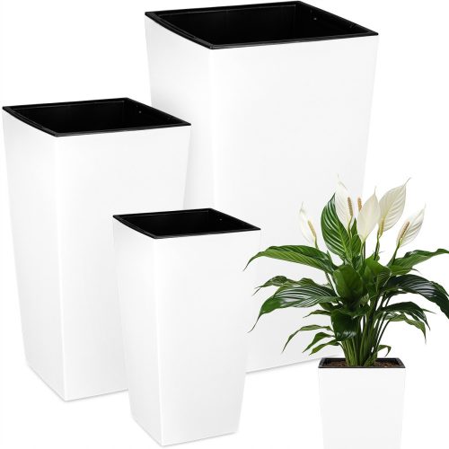  Deco4Home Flowerpot 20 cm x 20 x 37.5 cm plastic white + 2 more products