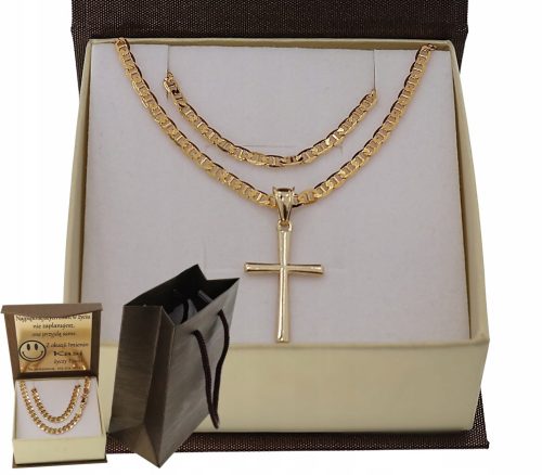  GUCCI GOLDEN FULL CHAIN WITH CROSS. 925 585 + FREE ENGRAVING