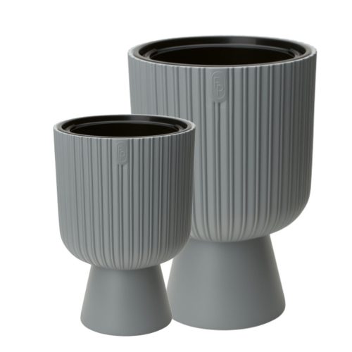  Form-Plastic flowerpot, 38.5 cm x 38.5 x 58 cm, diameter 38.5 cm, plastic shades in grey and silver