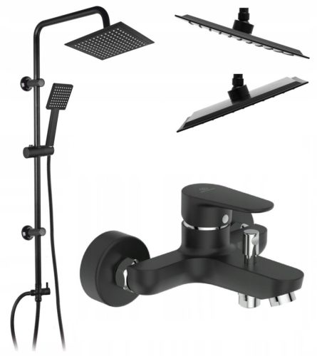 Loge Denis surface-mounted shower set + single-lever wall-mounted bathtub faucet Ideal Standard Cerafine black