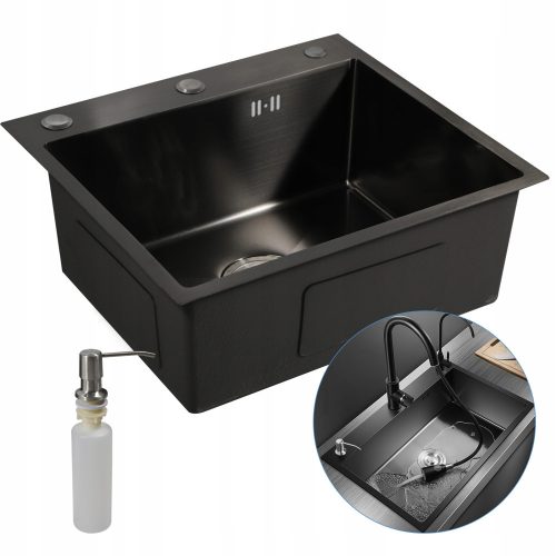 Moderno single-bowl sink, black steel