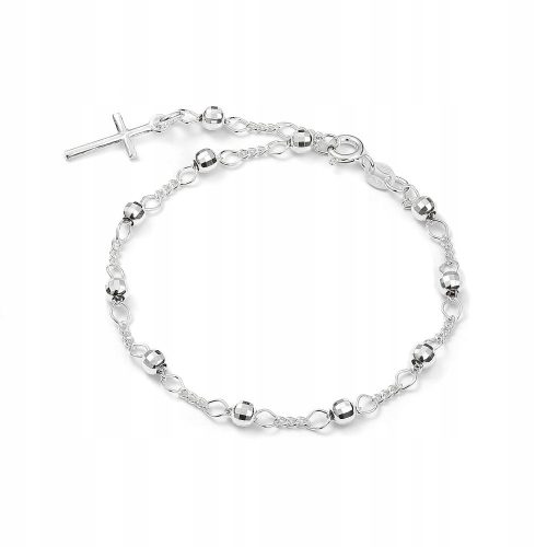  Silver bracelet one decade rosary 3mm Cross