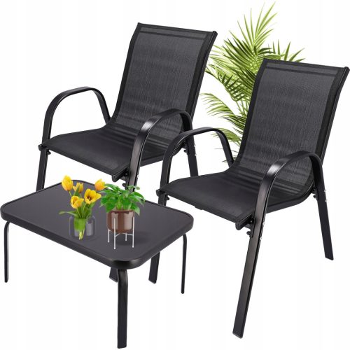  Jumi metal FIESTA garden furniture set, black, 3 pieces.