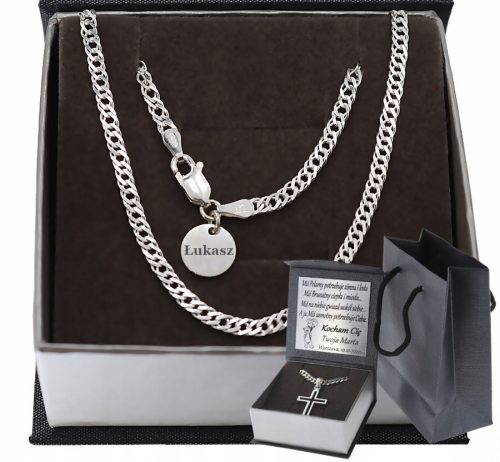  925 SILVER MEN'S FULL ROMBO CHAIN WITH PENDANT + FREE ENGRAVING