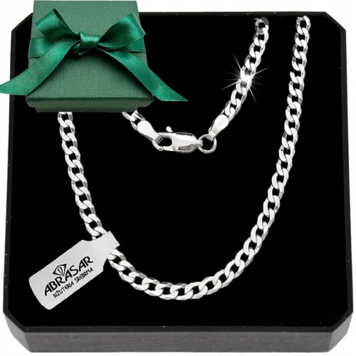  MEN'S SILVER PANCERKA CHAIN 60cm SILVER 925 SOLID DIAMOND WEAVE