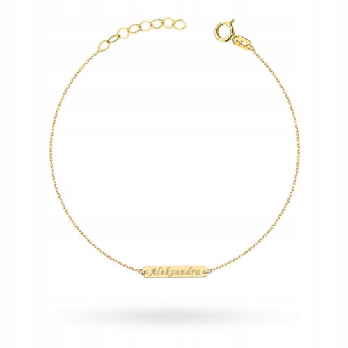  GOLD BRACELET 333 PLATE AND ZIRCONIA + ENGRAVING
