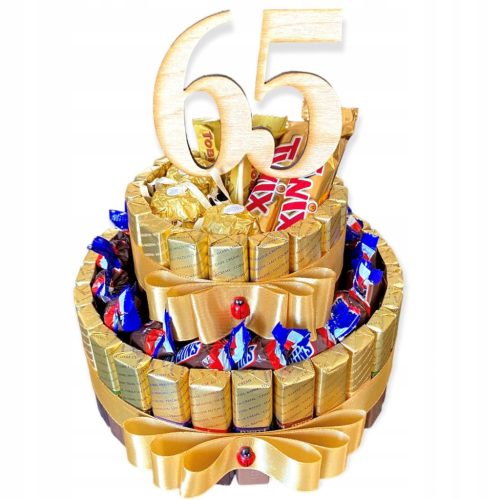  Cake 2-storey Merci Set Basket Box Gift for Birthday mix of sweets