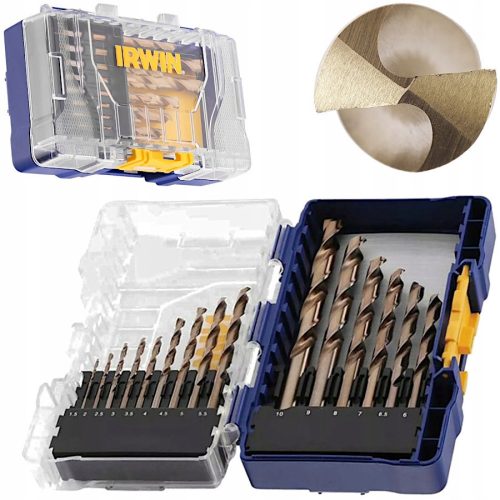 Set of 15 Irwin Tytan metal drill bits 1.5–10 mm