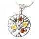  Silver PENDANT TREE OF LIFE with AMBER + chain