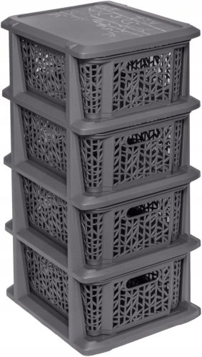  Four-part bamboo basket stand in anthracite
