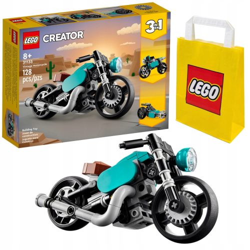  LEGO Creator 3 in 1 31135 Vintage Motorcycle + LEGO Paper Bag 6315786 Yellow 24x8x18 cm