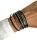  Women's bracelet black leather stripes