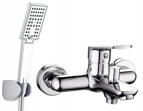 VALVEX VERA 2454617 Bathtub mixer, chrome, wall-mounted + Cubic range exposed shower set