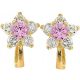  Gold children's earrings 585 pink flowers