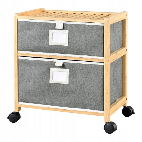 Bamboo shelf on wheels, cabinet 47x41x29 gray