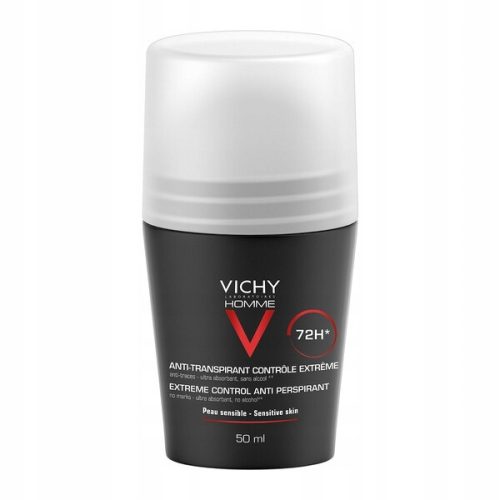 Vichy Homme 72-Hour Antiperspirant Roll-on, Sensitive Skin Compatible, 50 ml