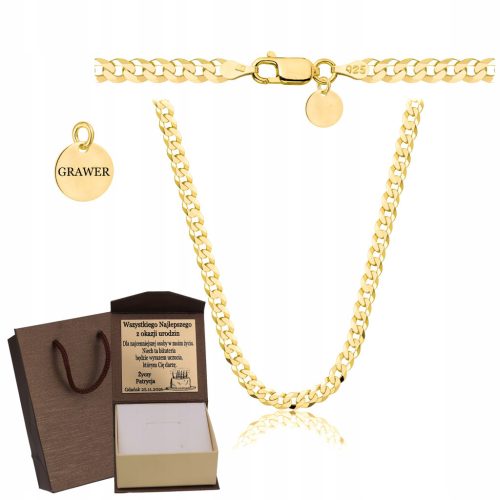  GOLDEN FULL MEN'S CHAIN PANCERKA PR 925 585 14k SOLID + FREE ENGRAVING