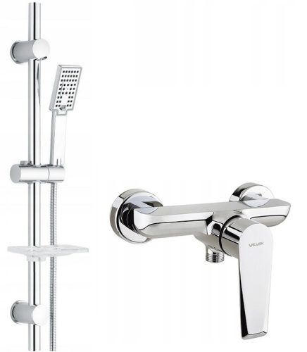 Valvex QUASAR chrome shower mixer + Cubic range exposed shower set