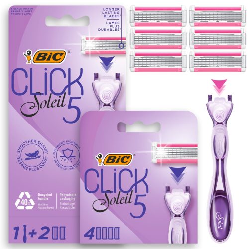  BIC CLICK SOLEIL 5 RAZOR + 6 CARTRIDGES