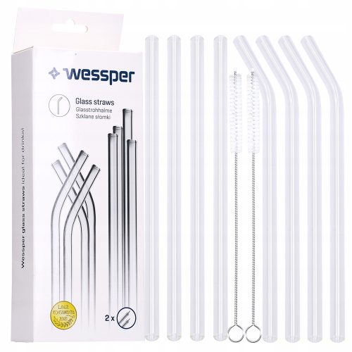 WESSPER REUSABLE GLASS STRAWS 8 pcs