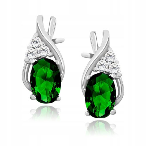  Crystal Earrings with Emerald Cubic Zirconia Earrings Silver 925