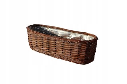  Wicker flowerpot basket, 50 cm x 20 x 15 cm, wickerwork in brown and beige tones