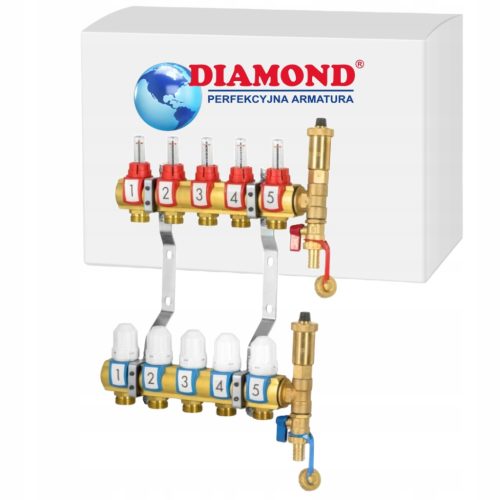  UNDERFLOOR HEATING MANIFOLD 5 CIRCUITS BRASS DIAMOND