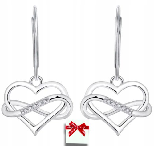  925 Silver Hanging Heart Infinity Earrings for Women