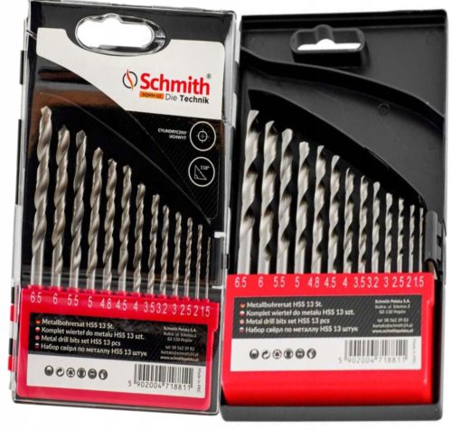 Set of HSS Schmith metal drills, 13 pieces