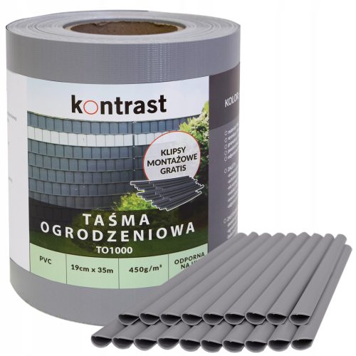 Contrast fence tape 35 mx 19 cm with grey clips