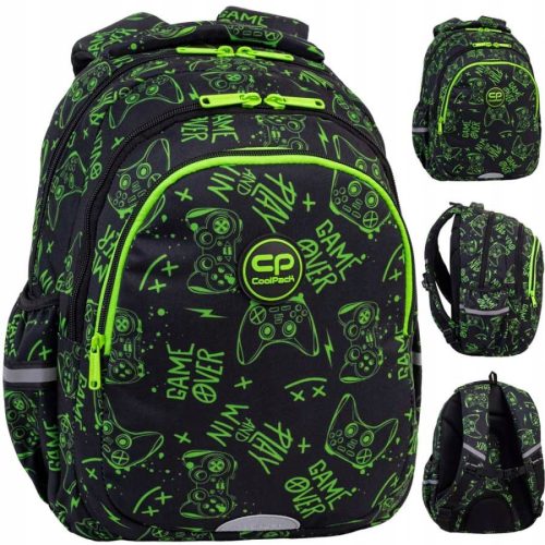  CoolPack Multi-Compartment School Backpack, Black, Green Shades, 21 Years