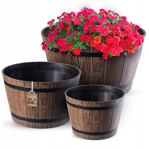  Flowerpot Kadax, 40 cm x 40 x 22 cm, diameter 40 cm, plastic in brown and beige tones