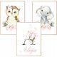  Set of 3 A3 pictures animals flowers names of the child