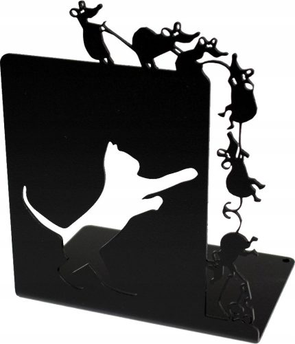 Bookends Futustal Cat and Mice Bookend, Black Metal