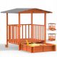 Lockable wooden sandpit with roof veranda