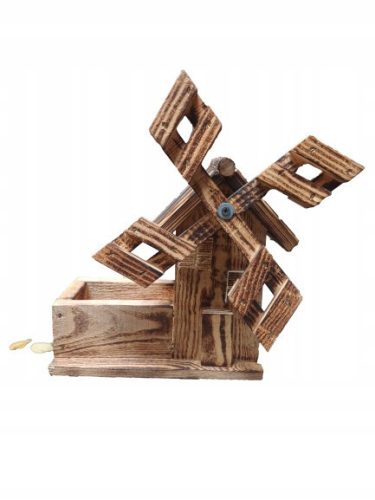  Wooden windmill, flowerbed, decoration, house, garden, small