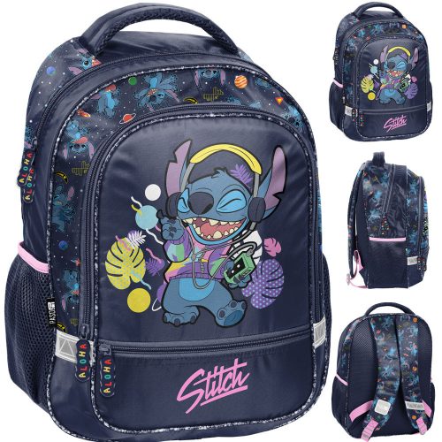  Lilo and Stitch Paso School Backpack with Multiple Compartments Purple Shades, Blue Shades, Multi-Colour 19 l