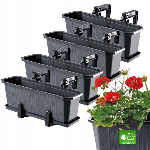  Kadax balcony boxes 40 x 17 x 15 cm black, 4 pieces