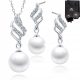  Wedding Set of Silver Pearl Jewelry for Wife