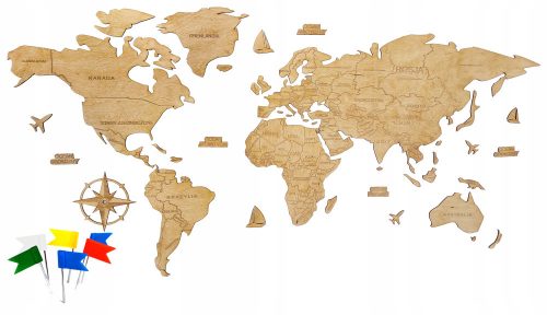  Wall decoration with wooden world map