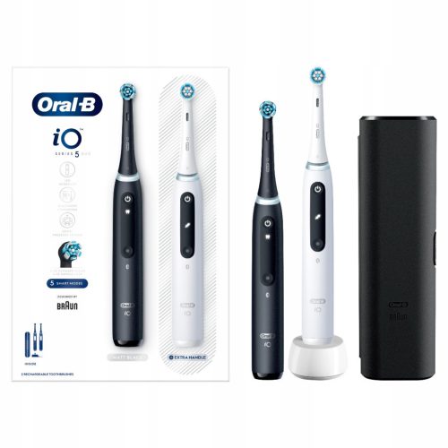  Oral-B iO Series 5 Duo Black and White Electric Toothbrushes