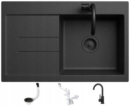 Lavello VERY BLACK single-bowl sink, black granite